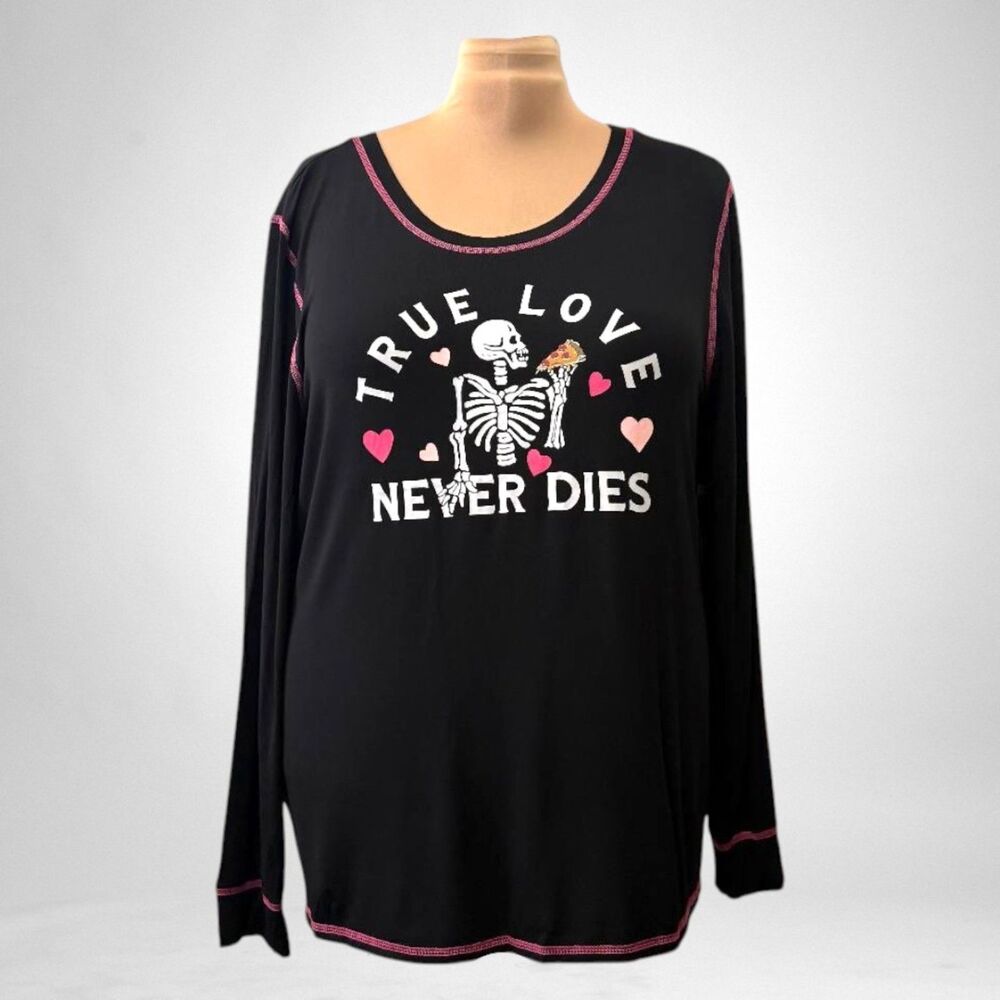 TORRID Super Soft Sleep Skeleton Black Tee, NEW WITH TAGS! Size 3X